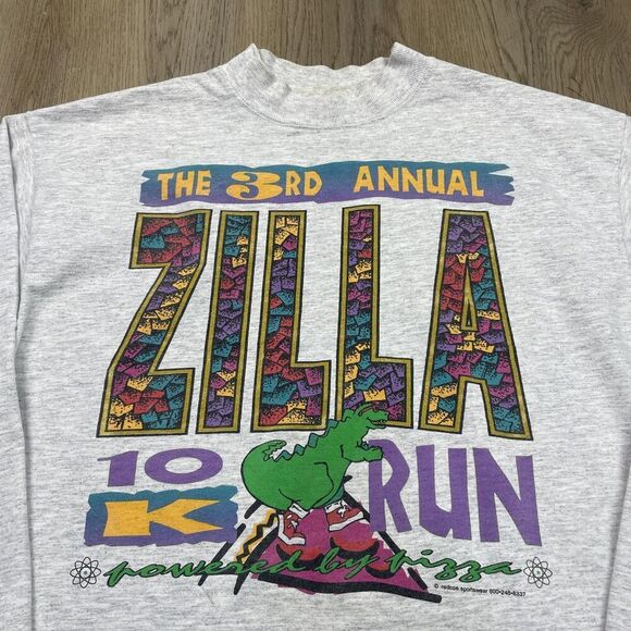 Vintage Zilla 10K Run Shirt Mens Large Mangia Chicago Pizza Race Graphic 90s - Picture 2 of 12